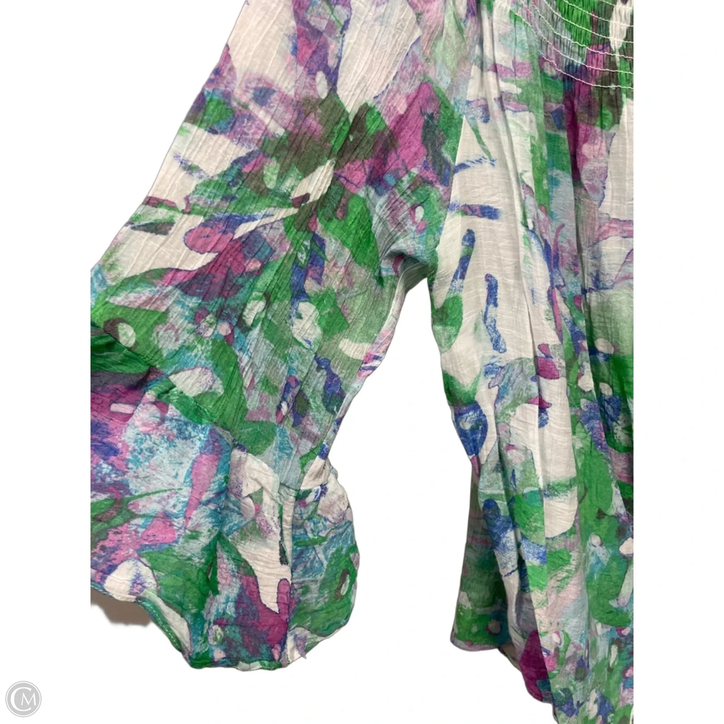 Top 3/4 Sleeve By Zac And Rachel In Green & Pink, Size: 2x