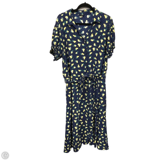 Dress Casual Midi By Talbots In Blue & Yellow, Size: 18