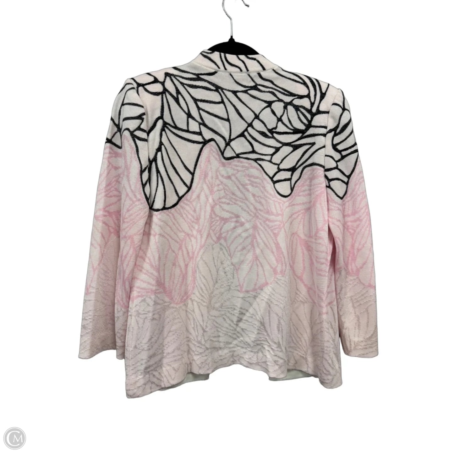 Sweater Cardigan By Ming Wang In Black & Pink, Size: S
