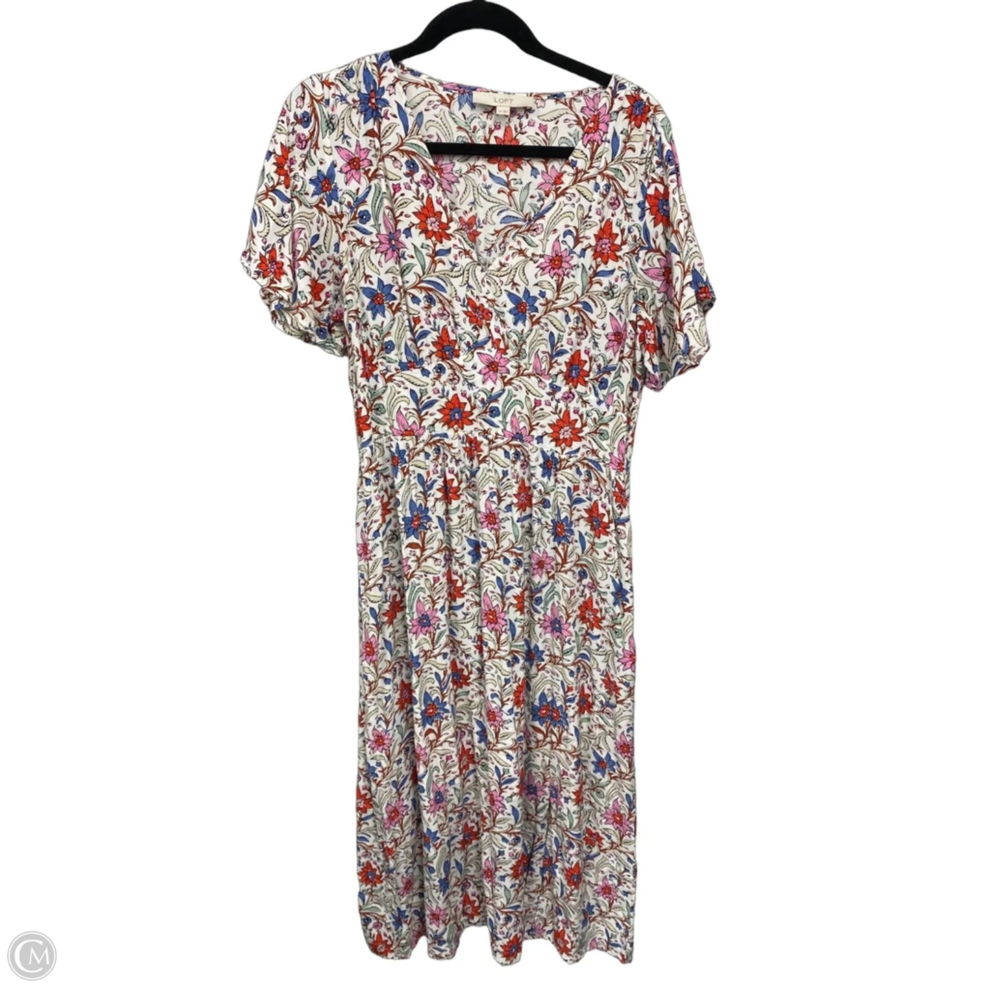 Dress Casual Midi By Loft In Red & White, Size: 10
