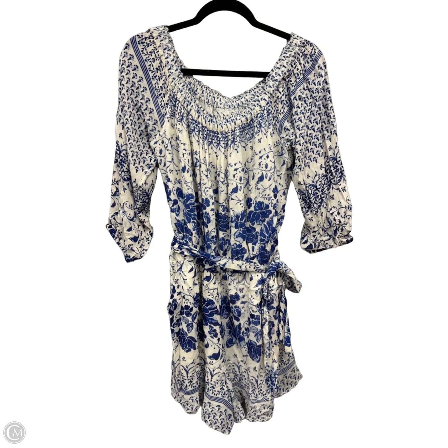 Romper By Anthropologie In Blue & White, Size: M