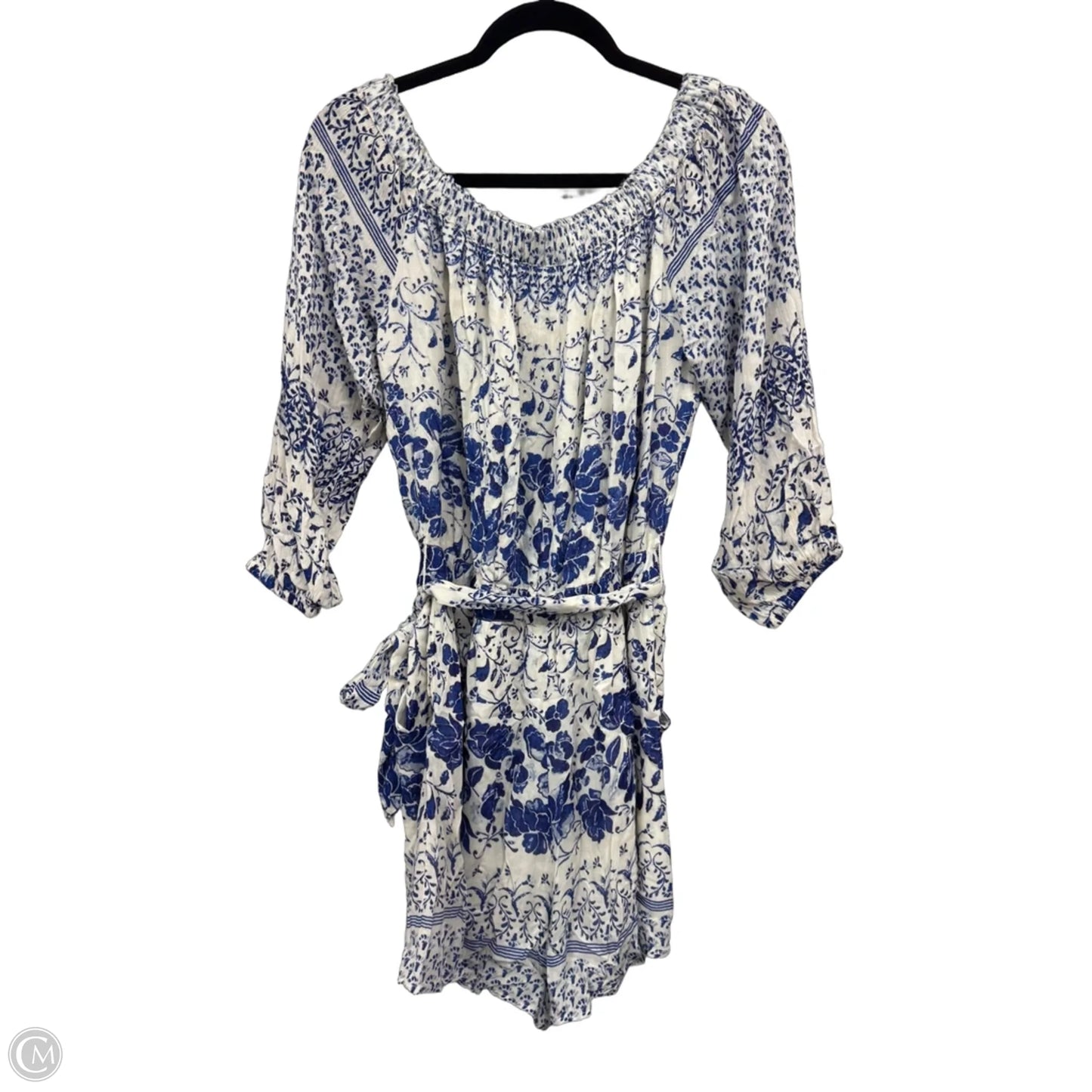 Romper By Anthropologie In Blue & White, Size: M