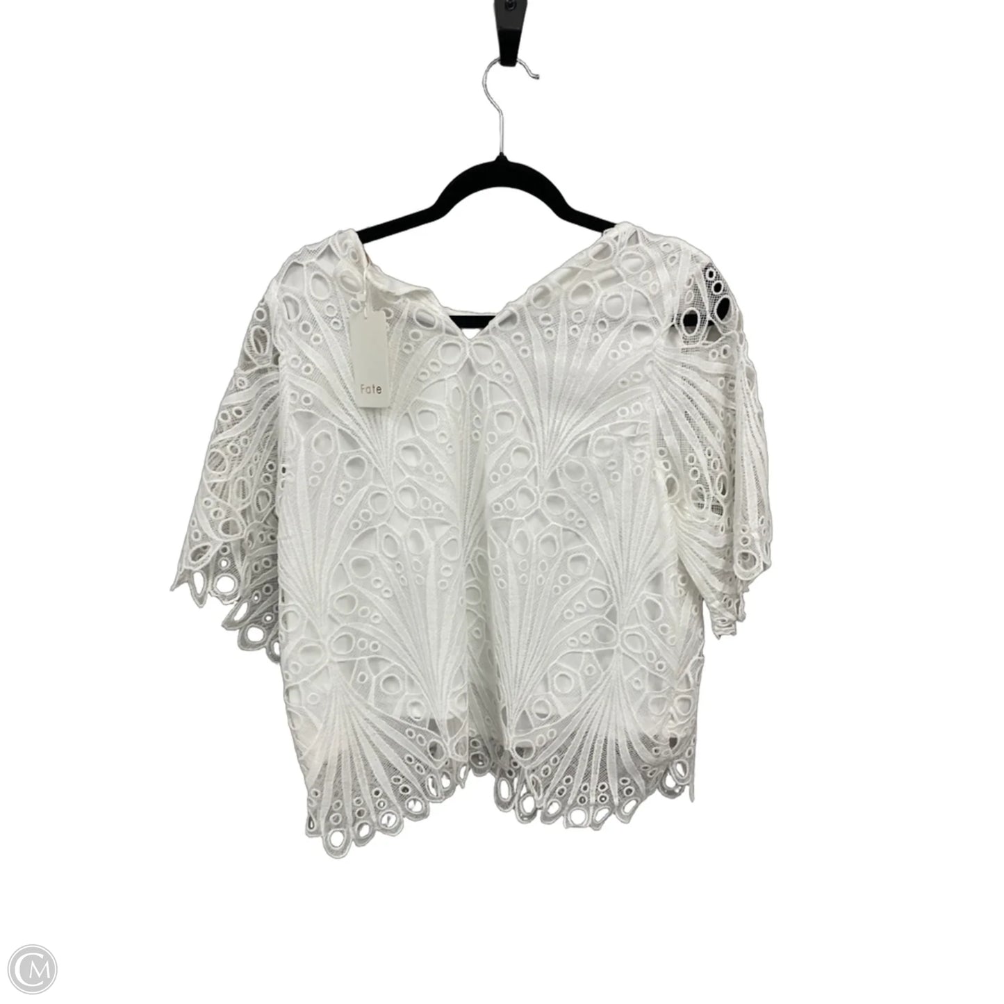 Top Short Sleeve By Fate In White, Size: L