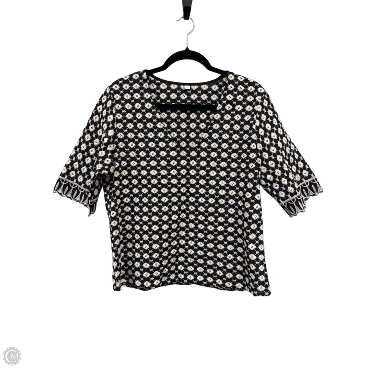 Top Short Sleeve By Clothes Mentor In Black & Cream, Size: L