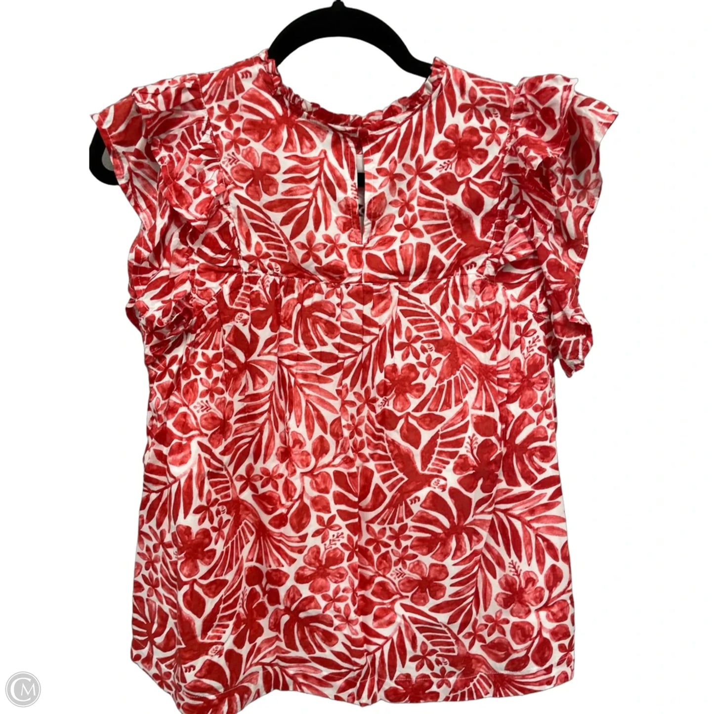 Top Short Sleeve By Crown And Ivy In Orange & White, Size: S