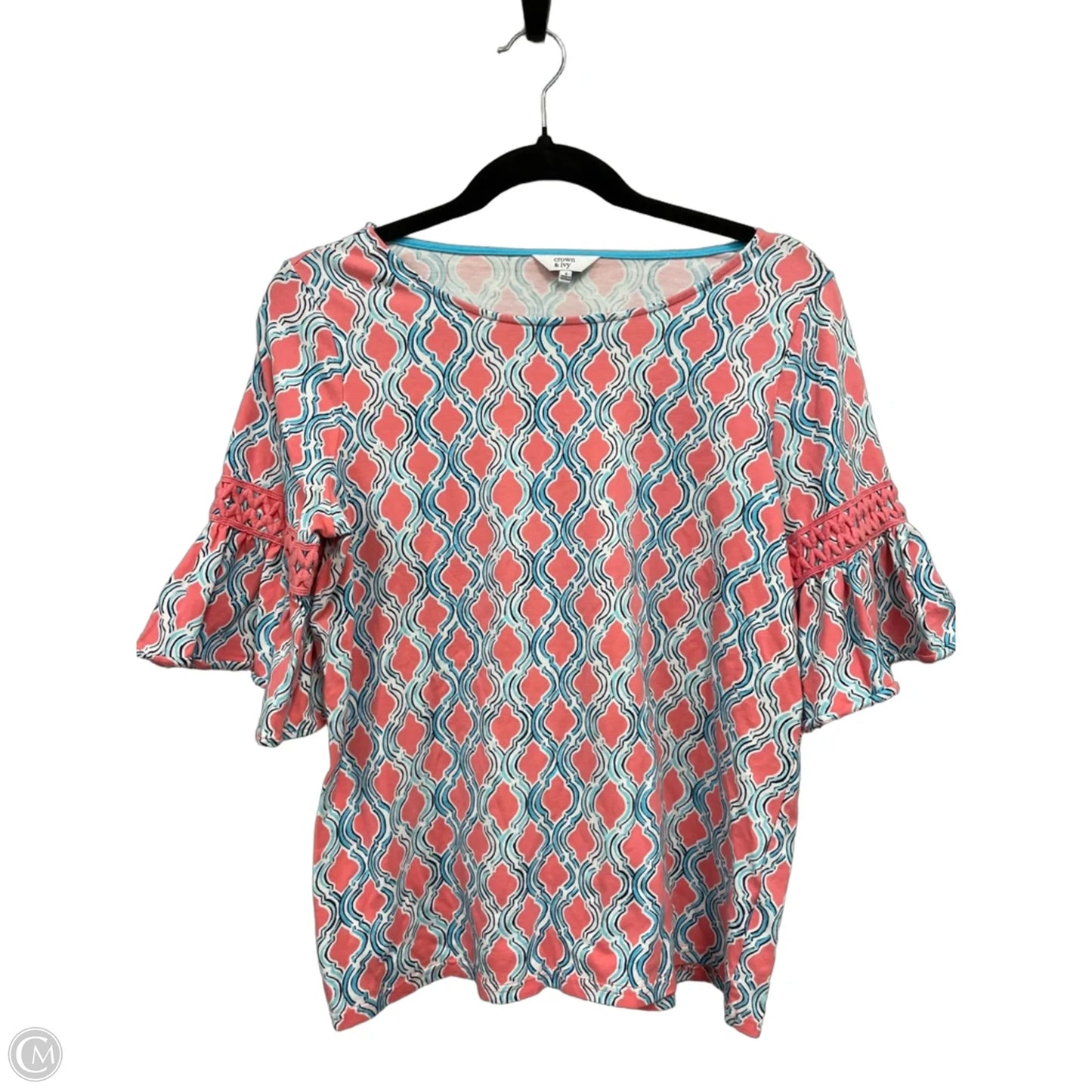 Top 3/4 Sleeve By Crown And Ivy In Blue & Pink, Size: S