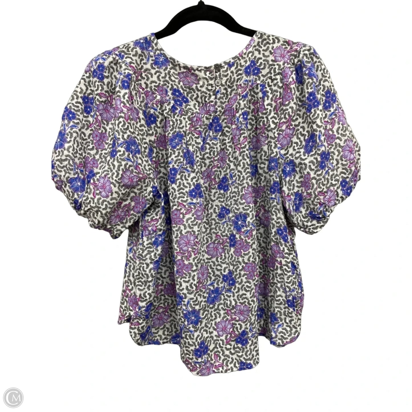 Top Short Sleeve By Loft In Black & Purple, Size: Lp