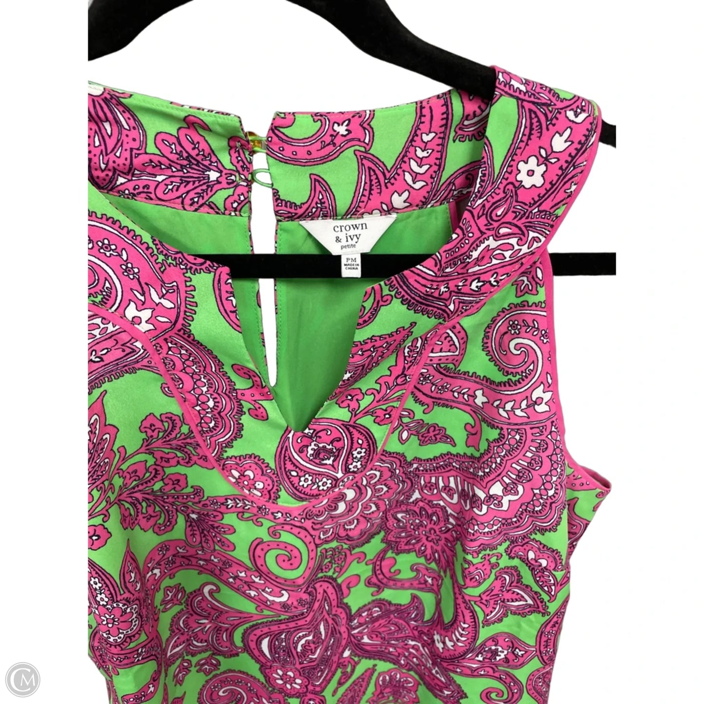 Dress Casual Short By Crown And Ivy In Green & Pink, Size: Mp