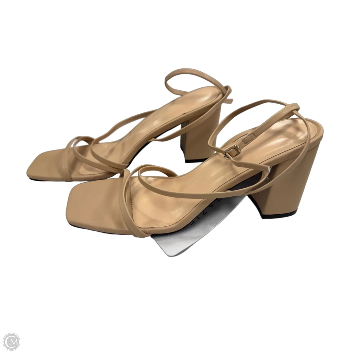 Sandals Heels Block By Clothes Mentor In Tan, Size: 10.5