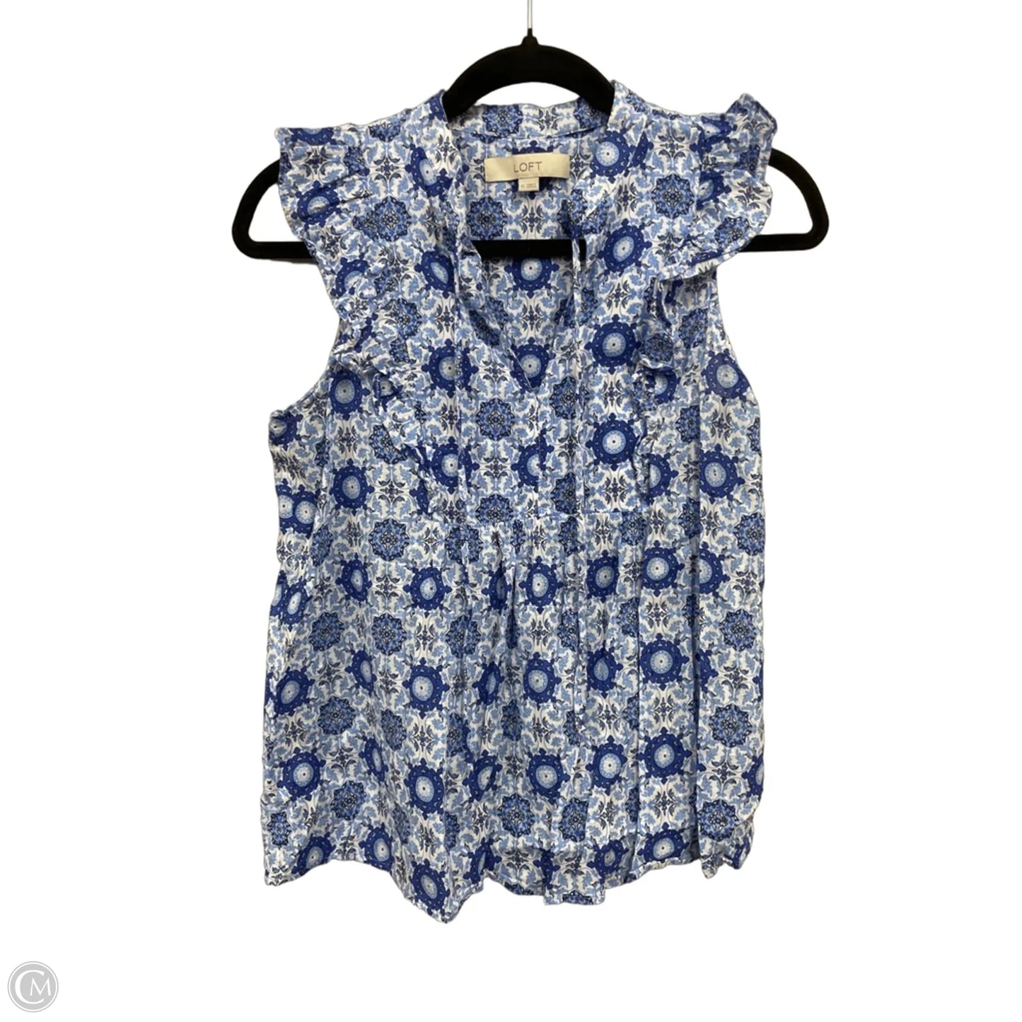 Top Short Sleeve By Loft In Blue & White, Size: Xs