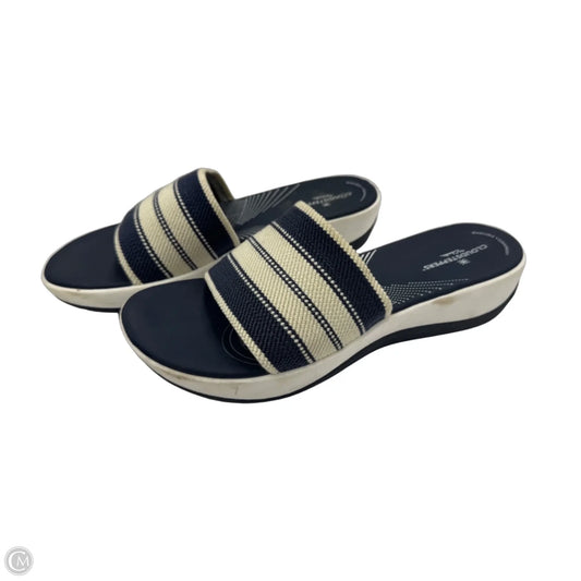 Sandals Platform By Clarks In Blue & Cream, Size: 11