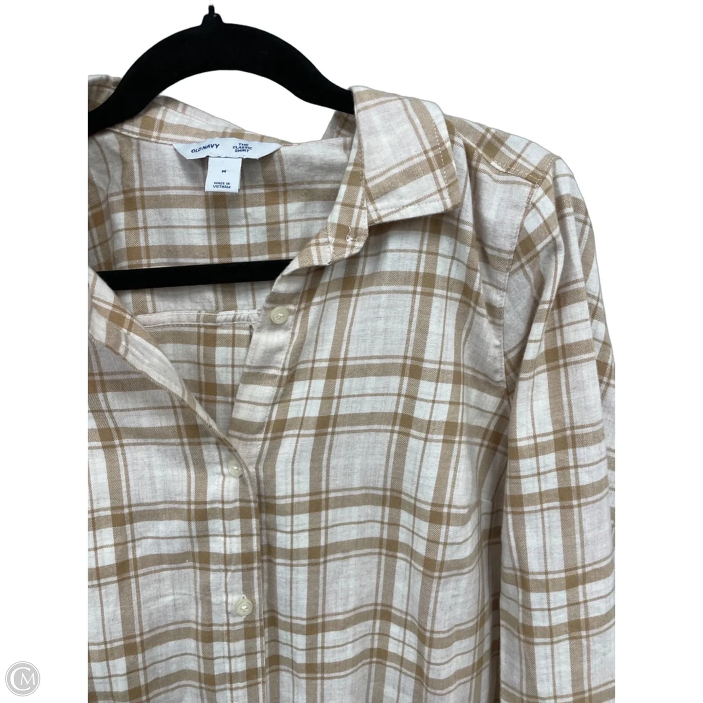 Top Long Sleeve By Old Navy In Cream & Tan, Size: M