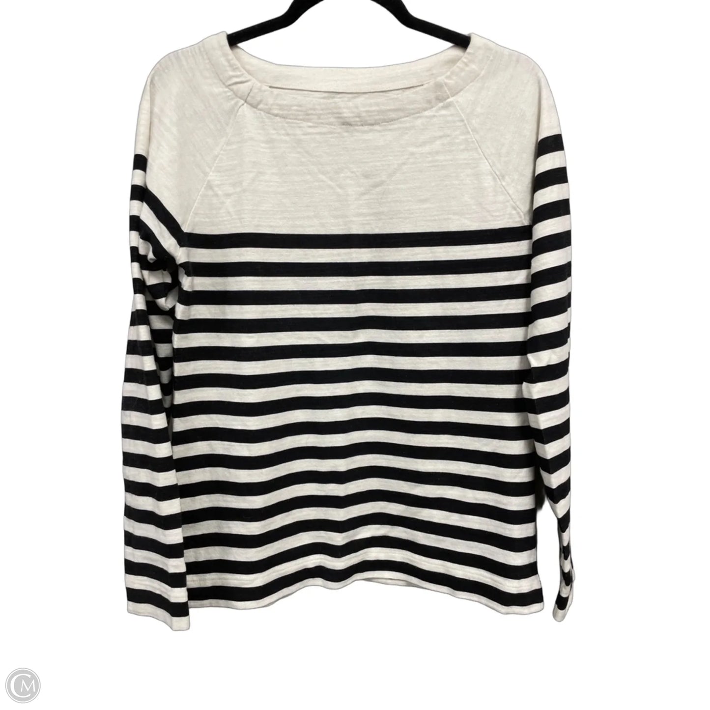 Top Long Sleeve By Loft In Black & Cream, Size: S