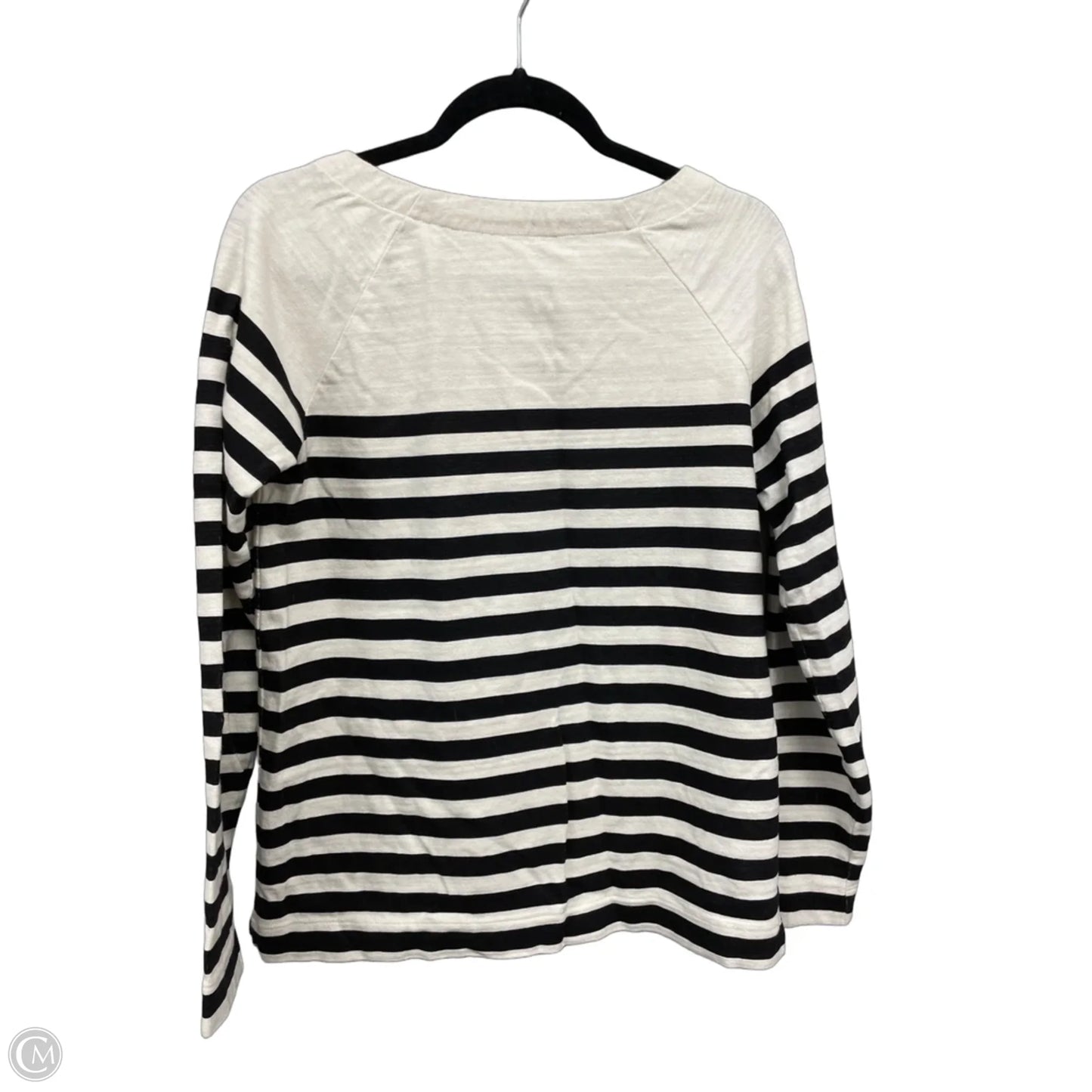 Top Long Sleeve By Loft In Black & Cream, Size: S