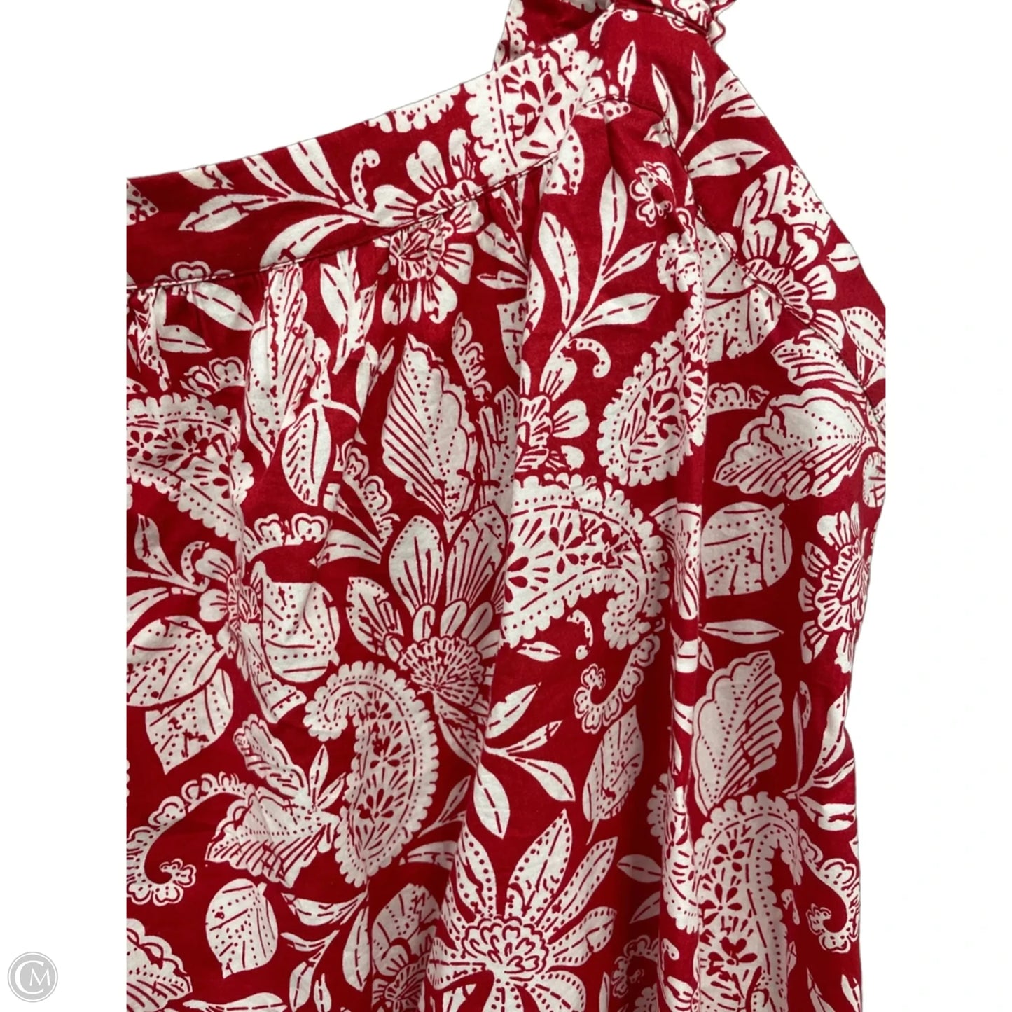 Top Sleeveless By Loft In Red & White, Size: L