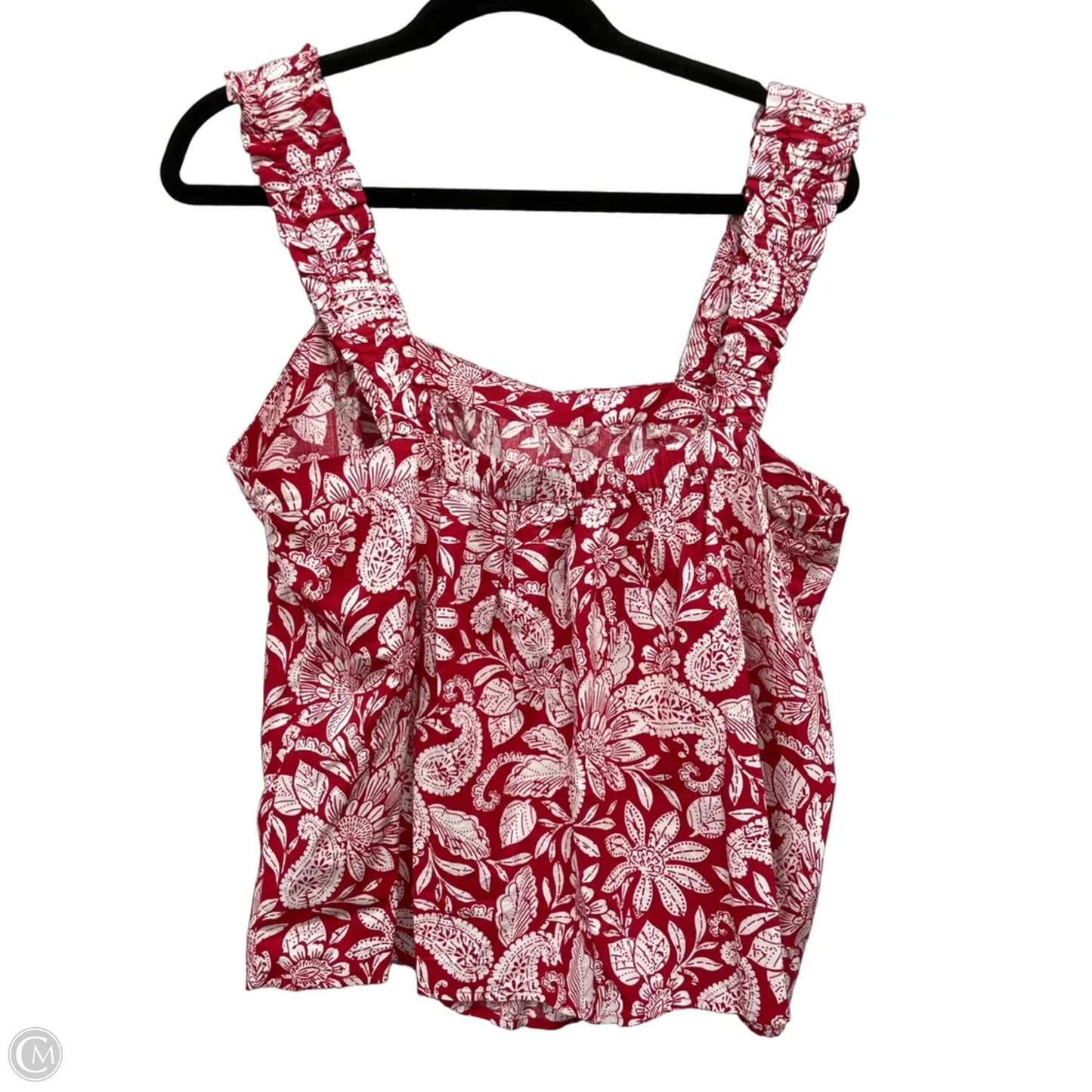 Top Sleeveless By Loft In Red & White, Size: L
