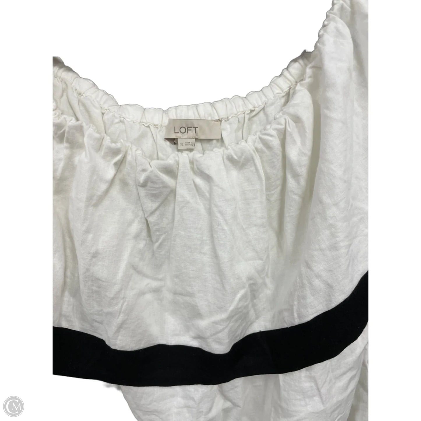Top Short Sleeve By Loft In Black & Cream, Size: Xl