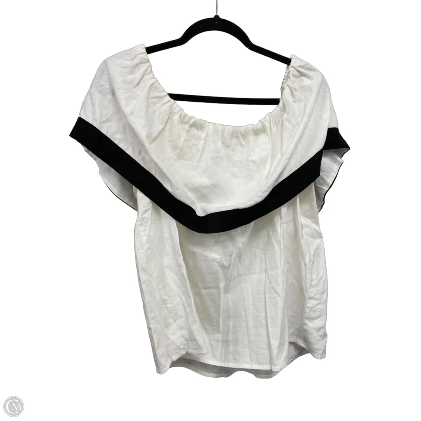 Top Short Sleeve By Loft In Black & Cream, Size: Xl