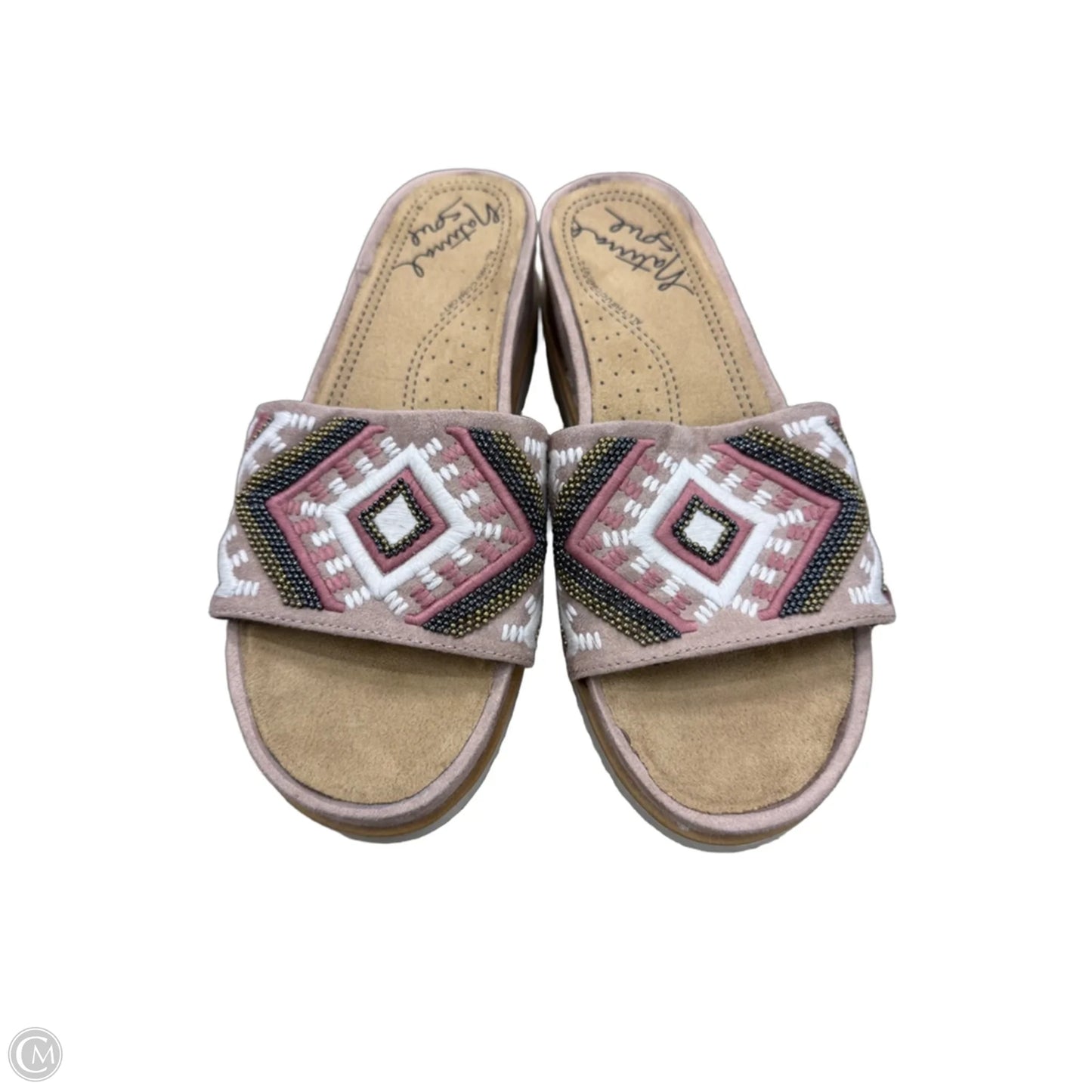 Sandals Heels Wedge By Natural Soul In Pink & Tan, Size: 9.5