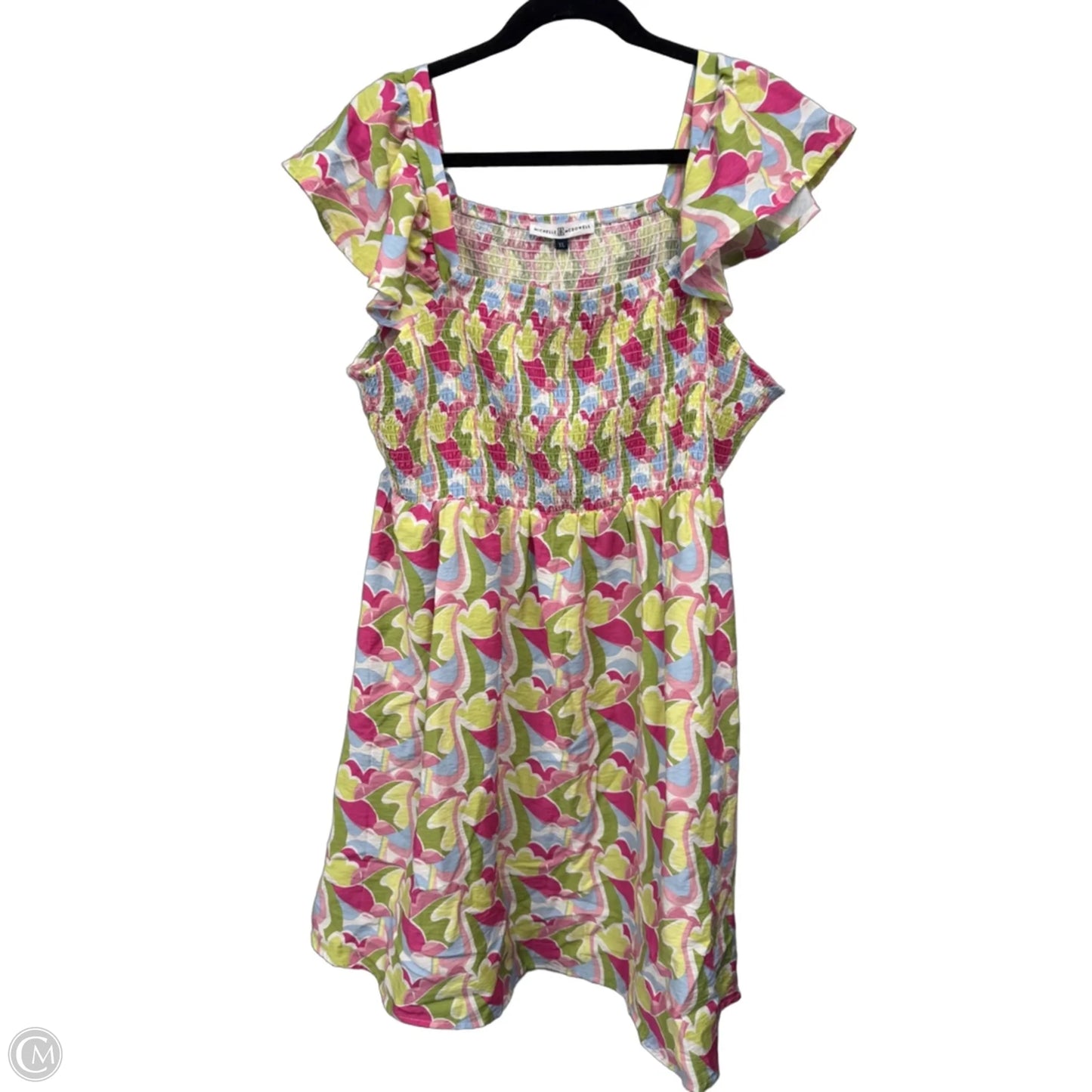 Dress Casual Short By Michelle Mcdowell In Green & Pink, Size: Xl