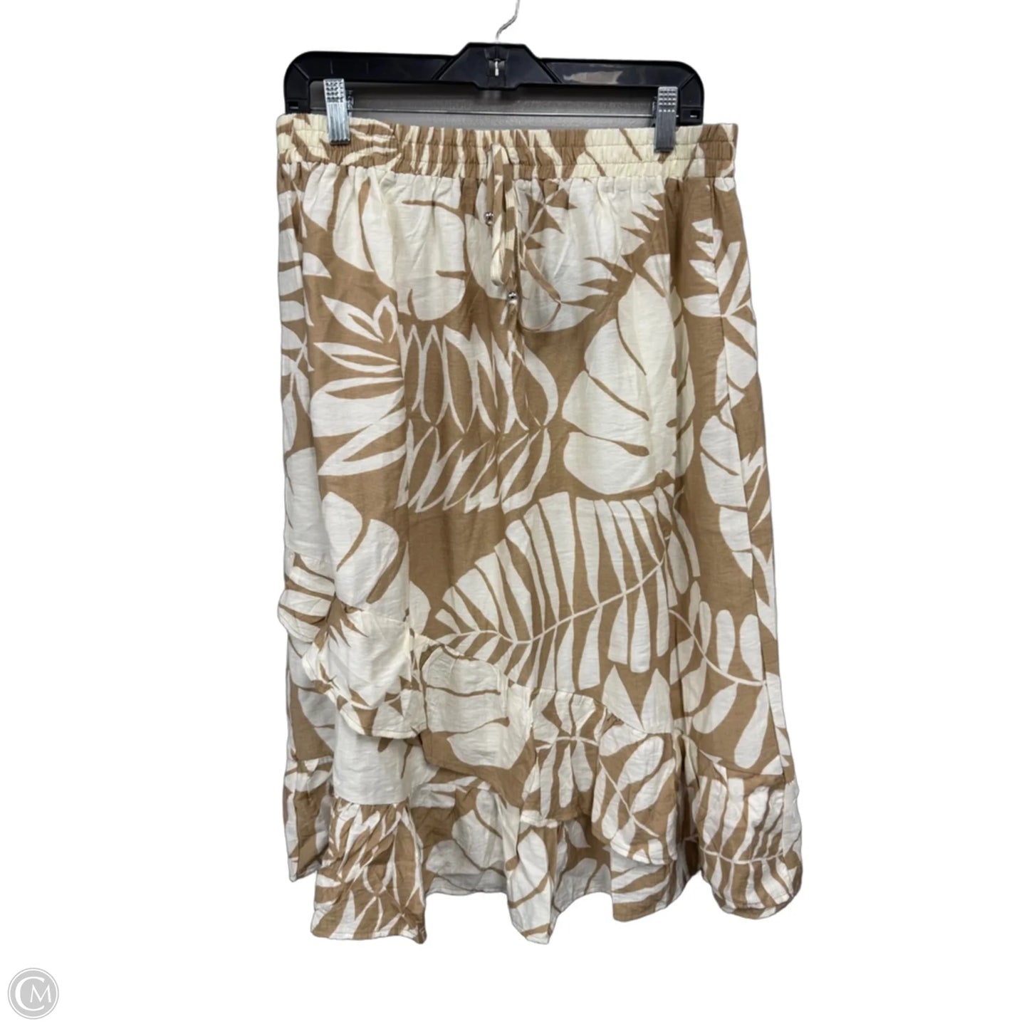 Skirt Midi By Mlle Gabrielle In Cream & Tan, Size: Xl