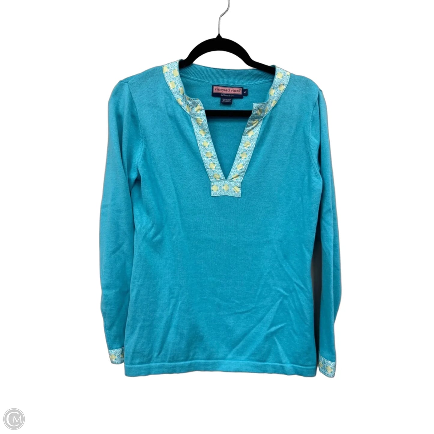 Sweater By Vineyard Vines In Blue & Yellow, Size: M