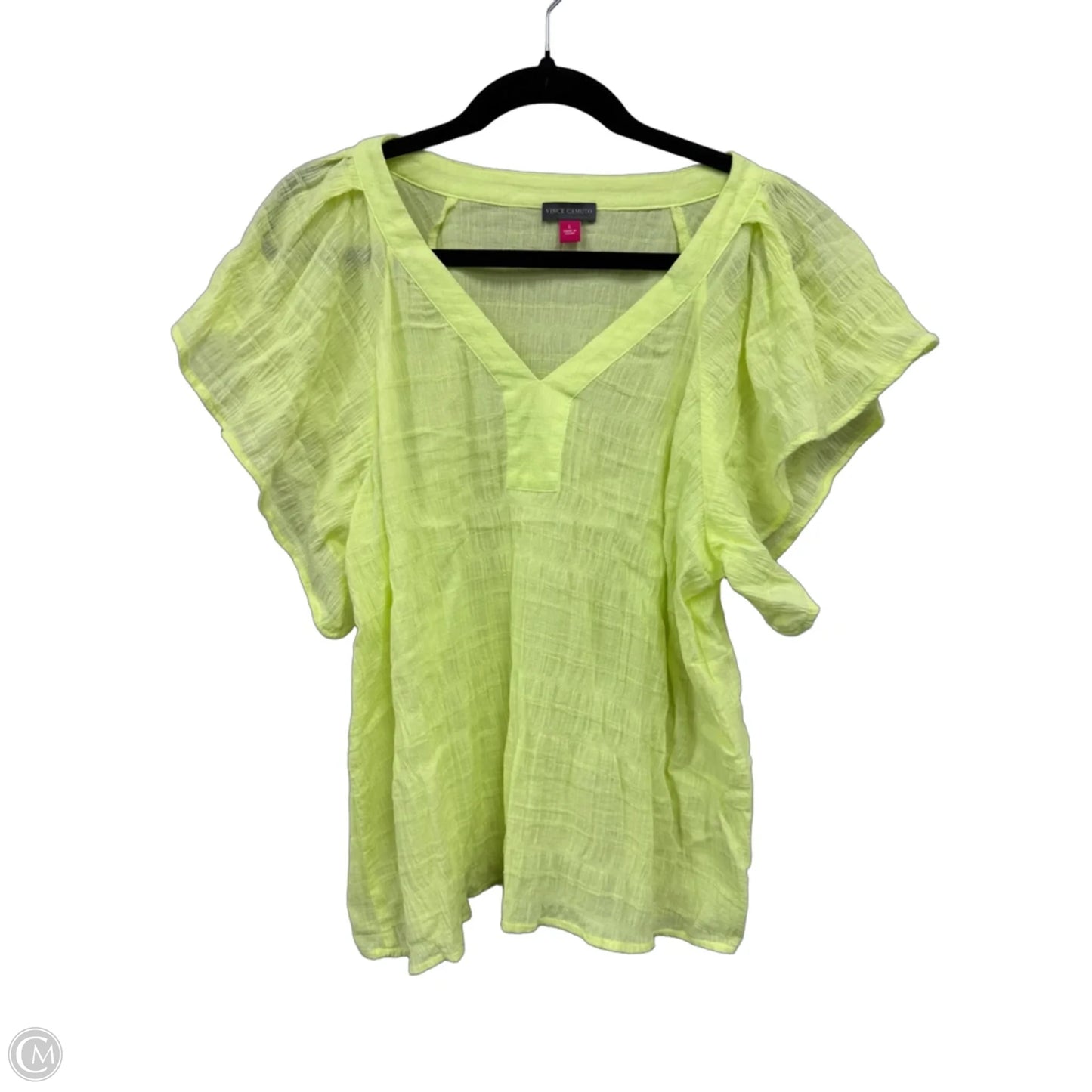 Top Short Sleeve By Vince Camuto In Yellow, Size: L