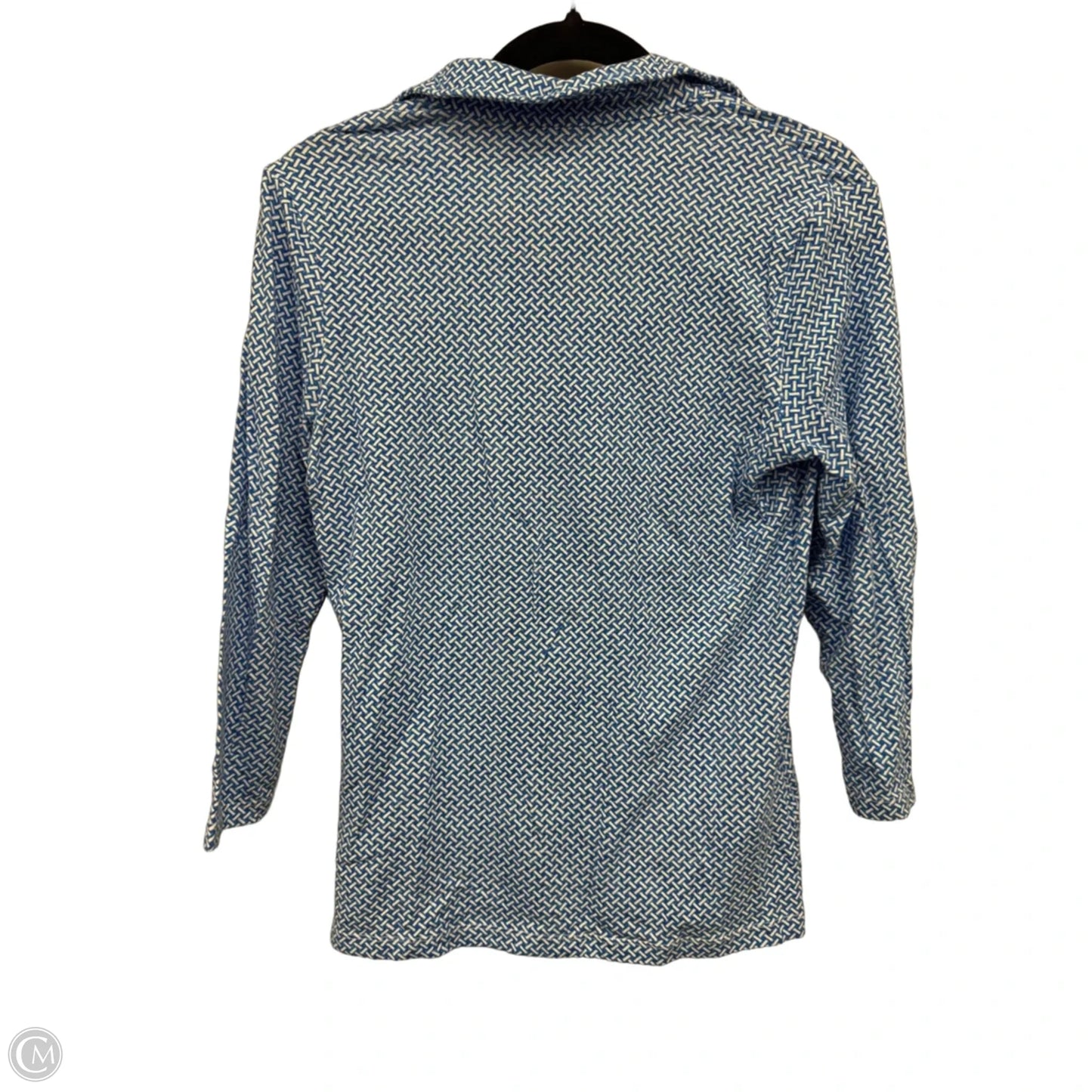 Top Long Sleeve By J Mclaughlin In Blue & White, Size: M