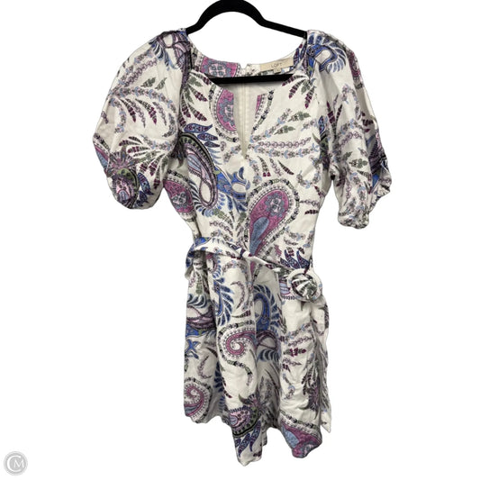Dress Casual Short By Loft In Cream & Purple, Size: 6