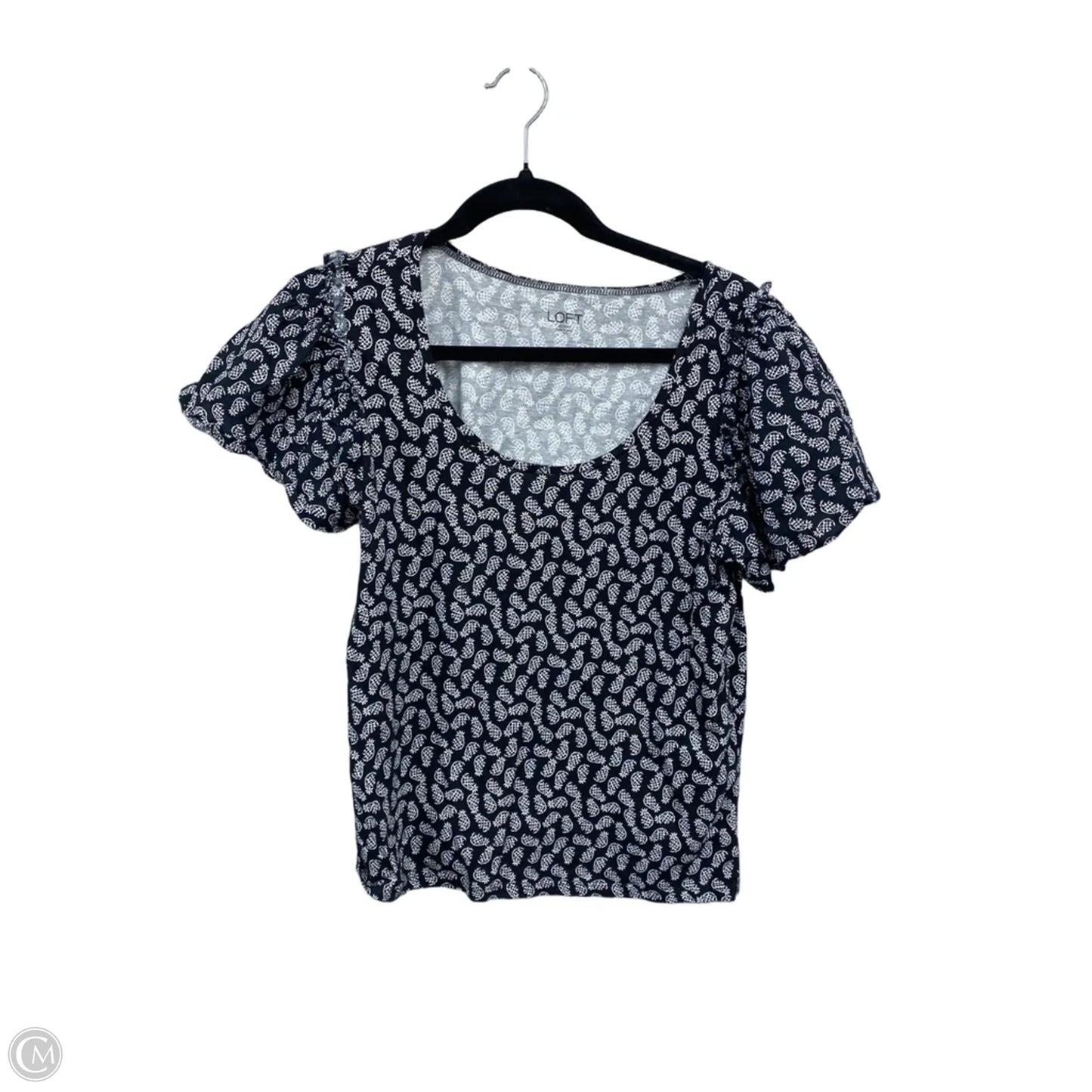 Top Short Sleeve By Loft In Blue & White, Size: S
