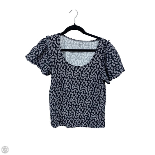 Top Short Sleeve By Loft In Blue & White, Size: S