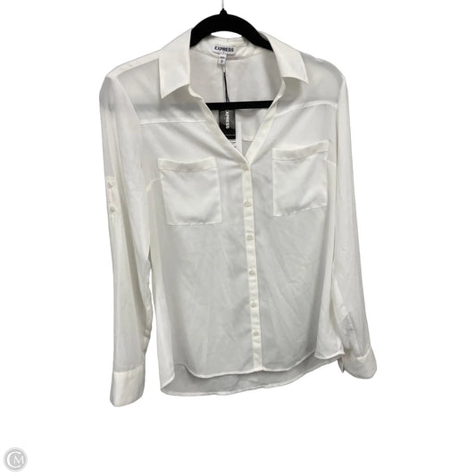 Top Long Sleeve By Express In White, Size: M