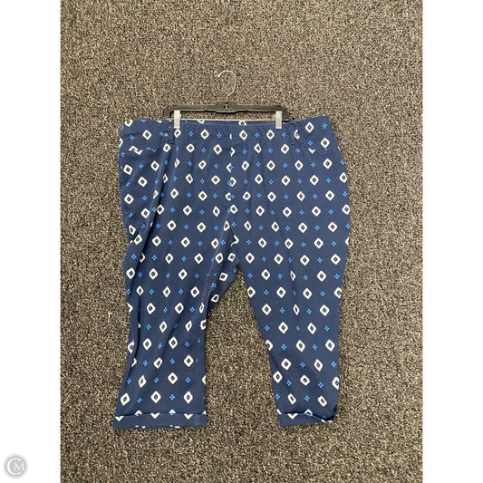 Pants Cropped By Terra & Sky In Blue & White, Size: 4x