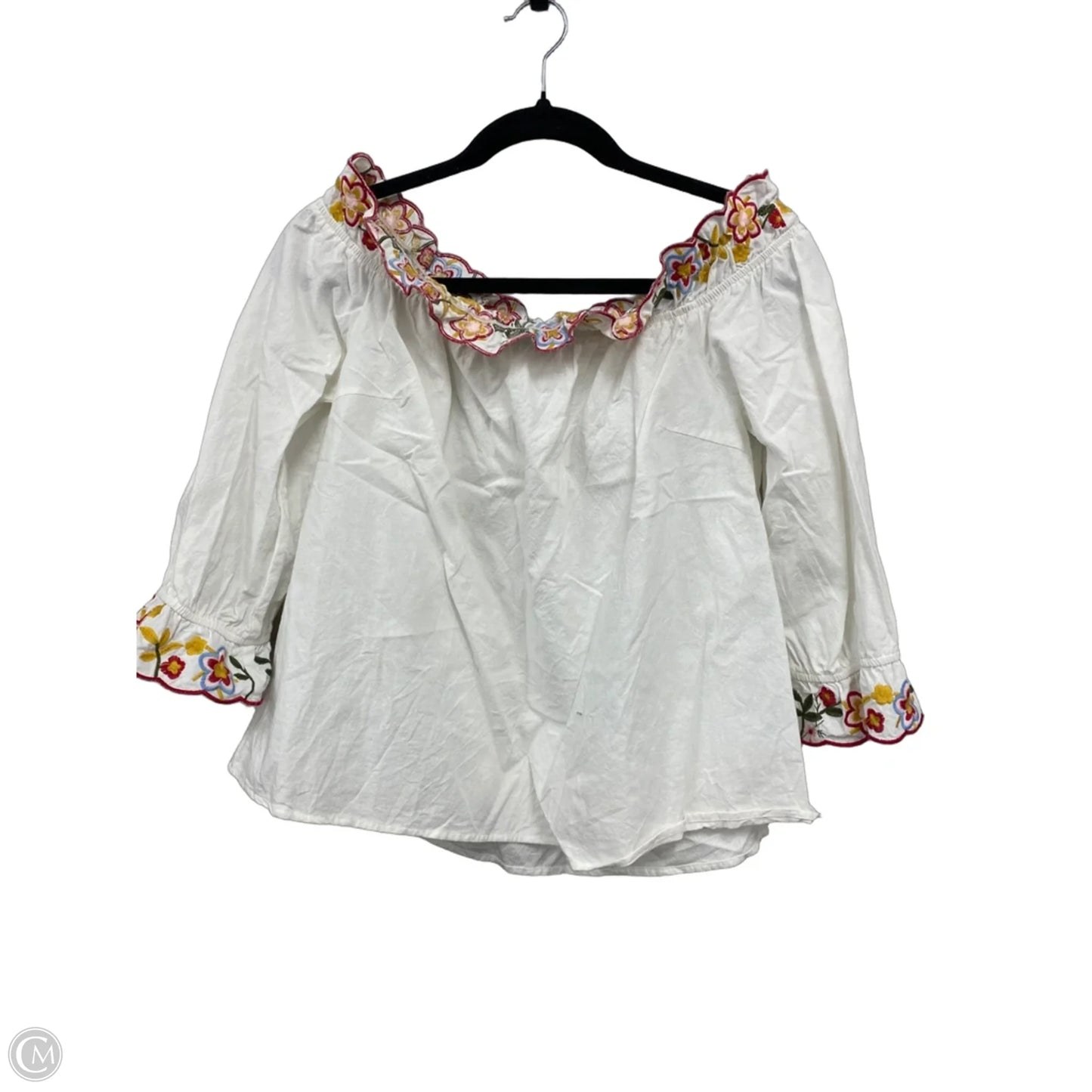 Top 3/4 Sleeve By Impeccable Pig In Cream, Size: M