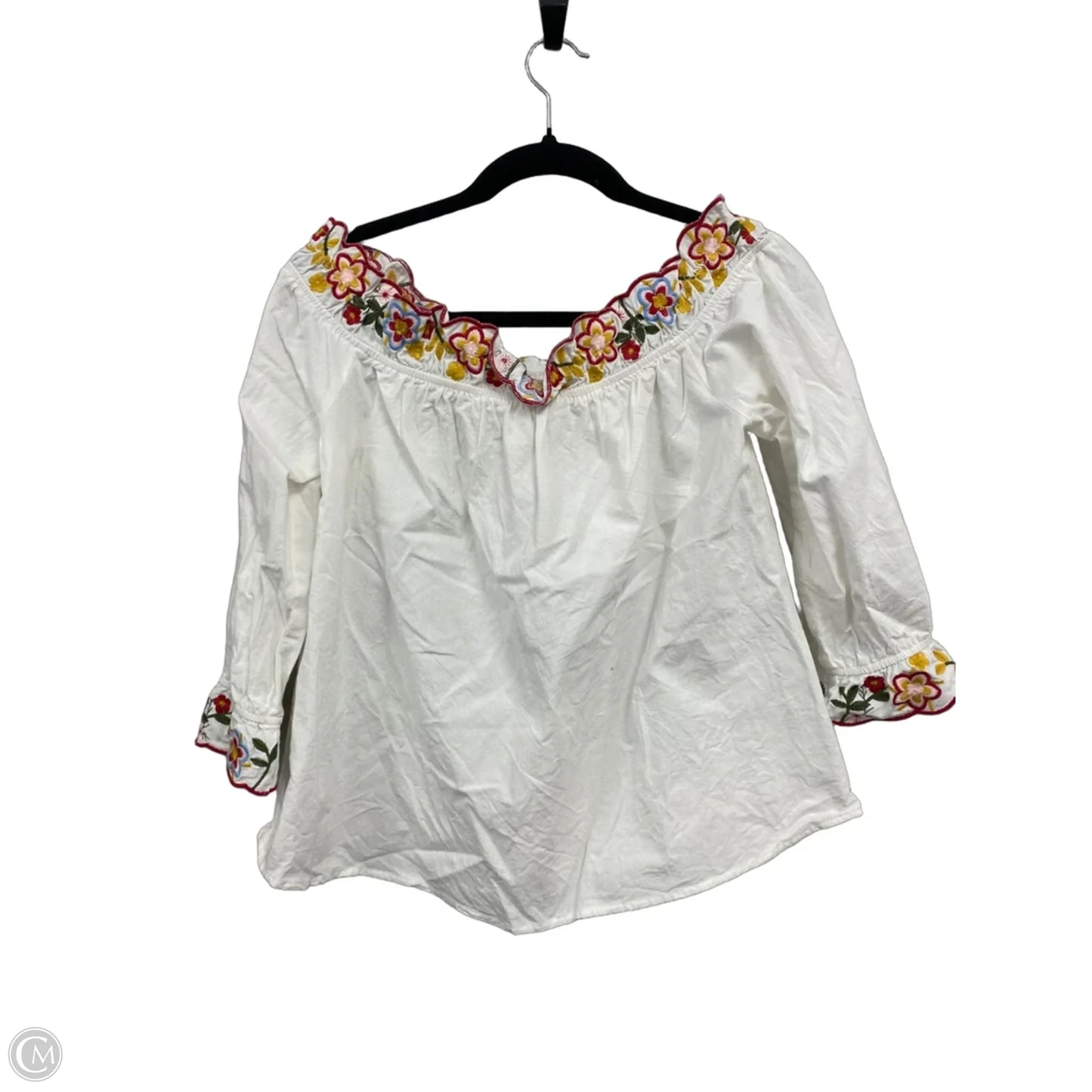 Top 3/4 Sleeve By Impeccable Pig In Cream, Size: M