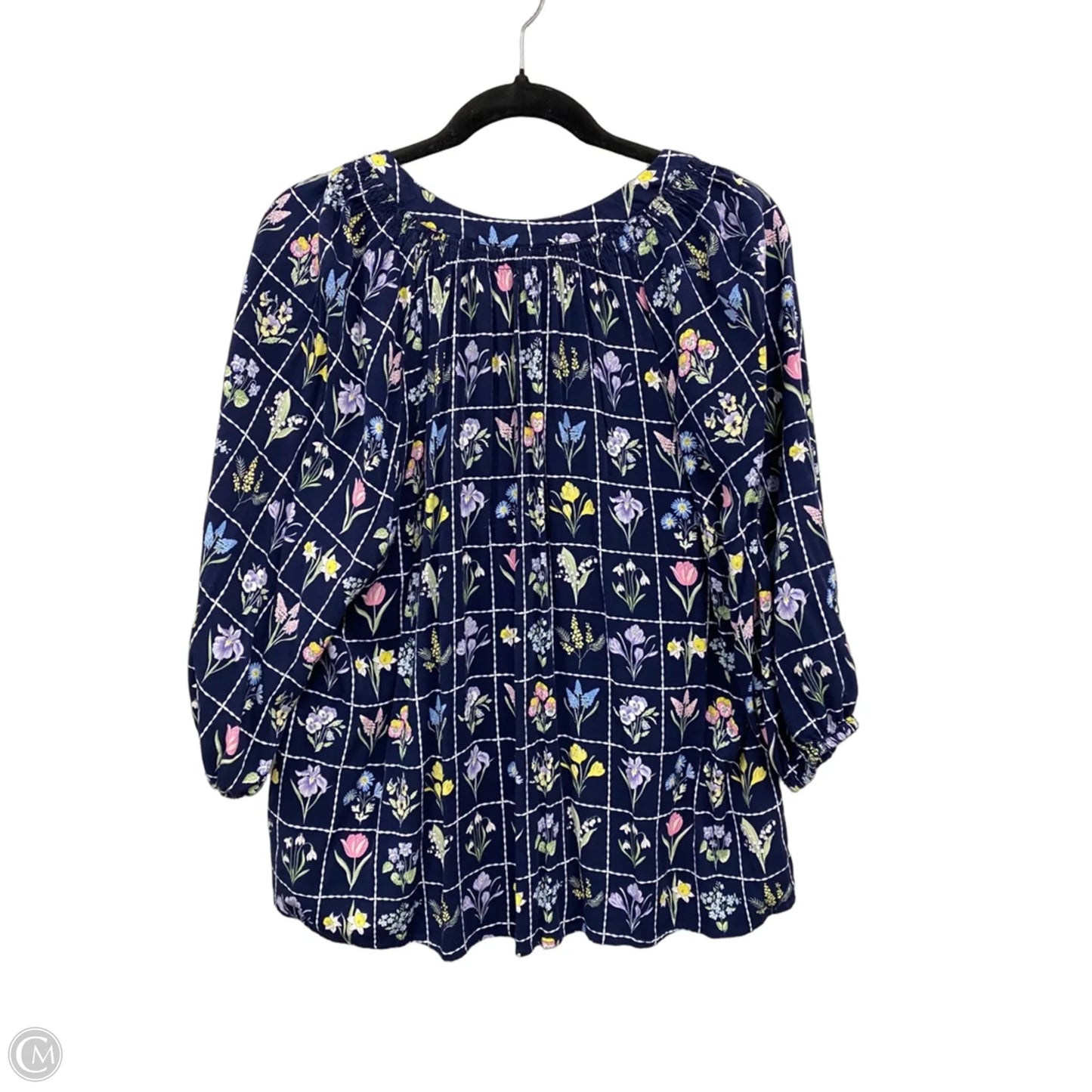 Top 3/4 Sleeve By Crown And Ivy In Blue & Yellow, Size: 1x