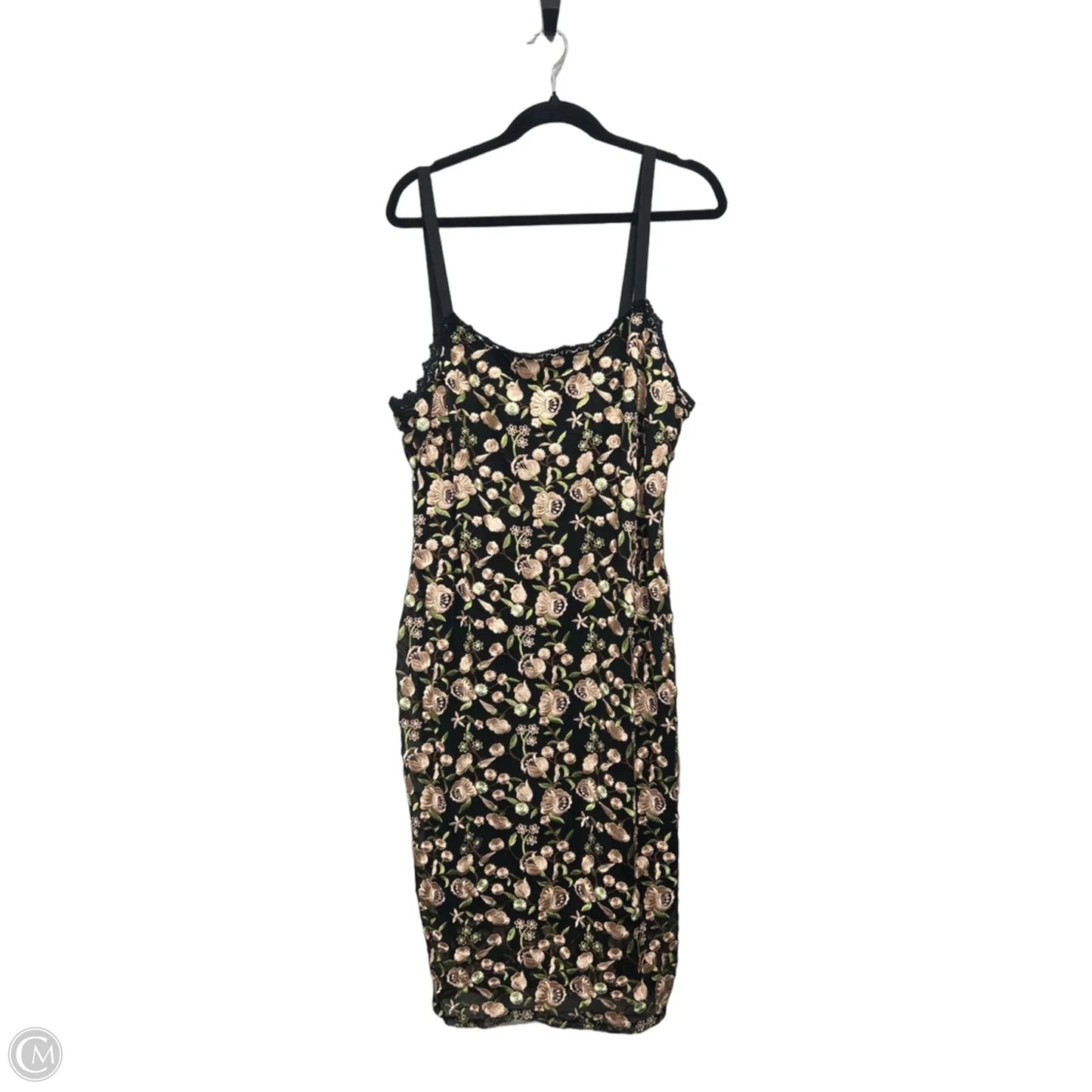 Dress Casual Midi By Luxology In Black & Orange, Size: 18