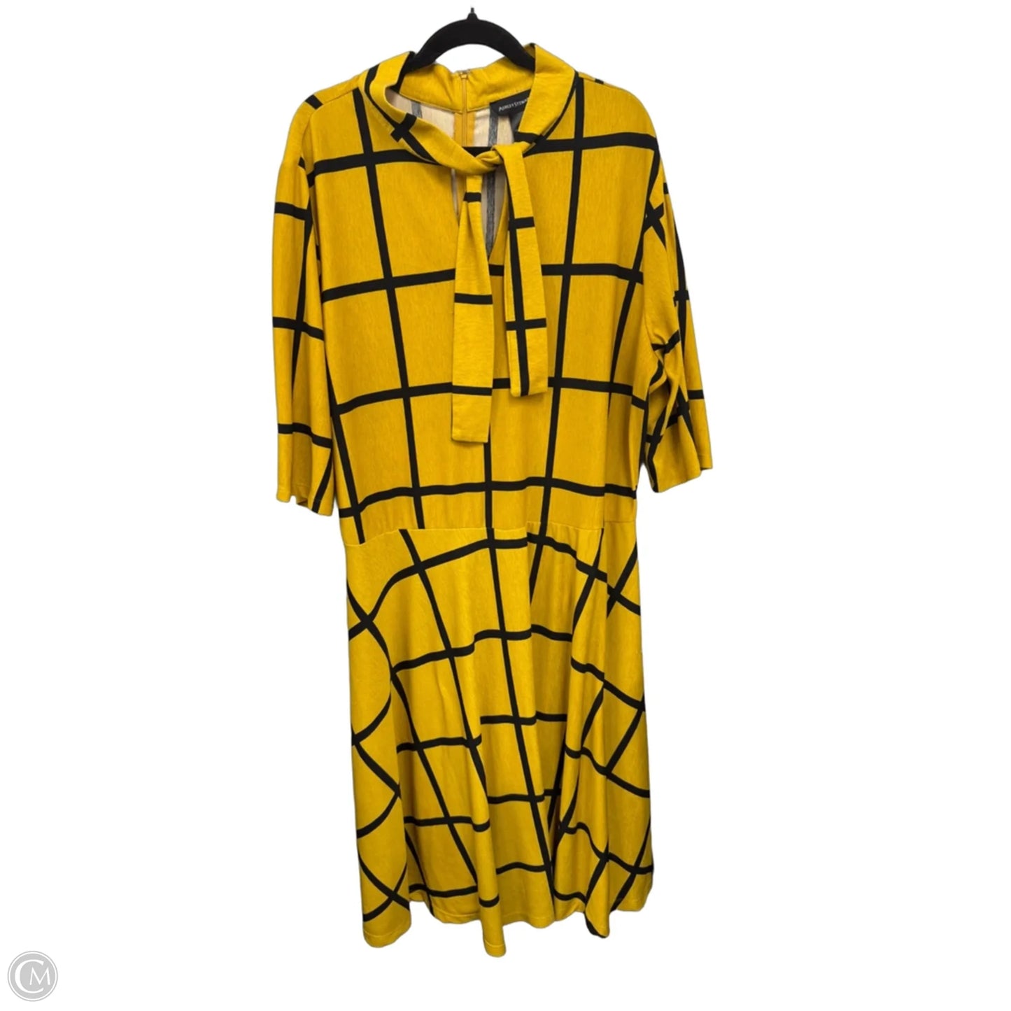 Dress Casual Midi By Ashley Stewart In Black & Gold, Size: 4x