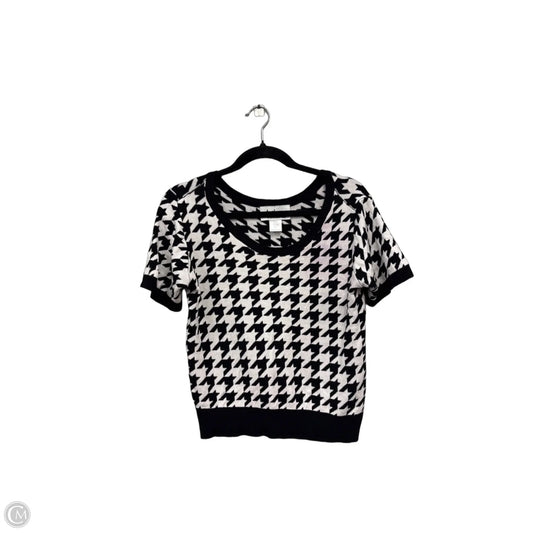 Sweater Short Sleeve By Clothes Mentor In Black & White, Size: M