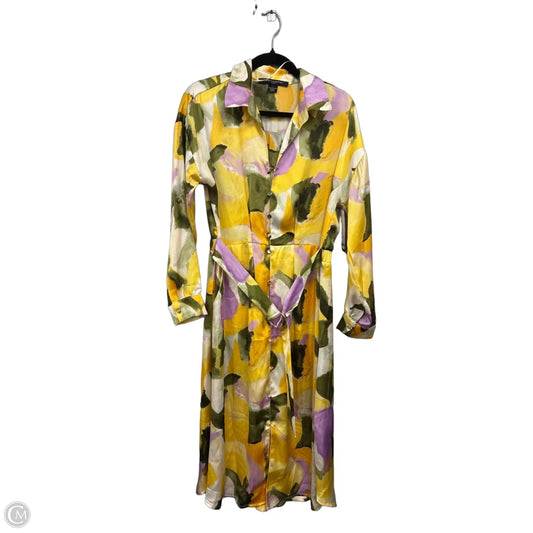Dress Casual Midi By French Connection In Green & Yellow, Size: L