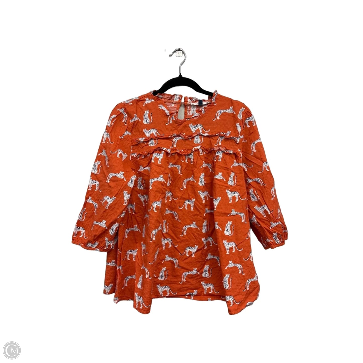 Top 3/4 Sleeve By Michelle Mcdowell In Orange & White, Size: Xxl
