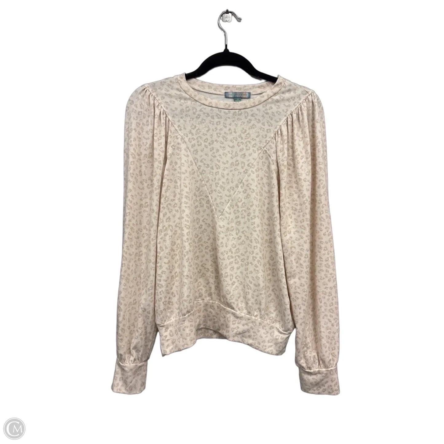 Top Long Sleeve By Good Luck Gem In Cream & Tan, Size: M