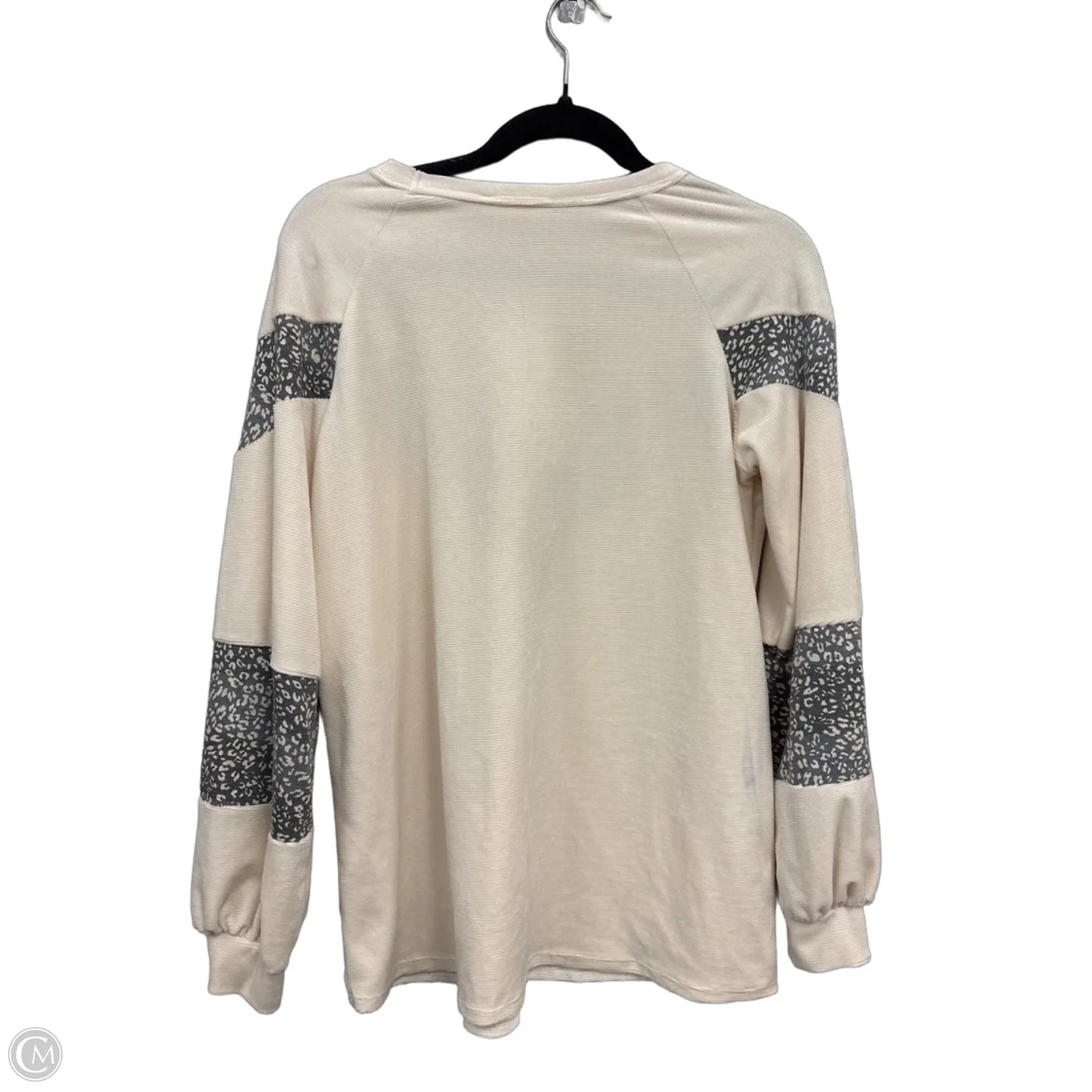 Top Long Sleeve By Perfect Peach In Cream & Grey, Size: M