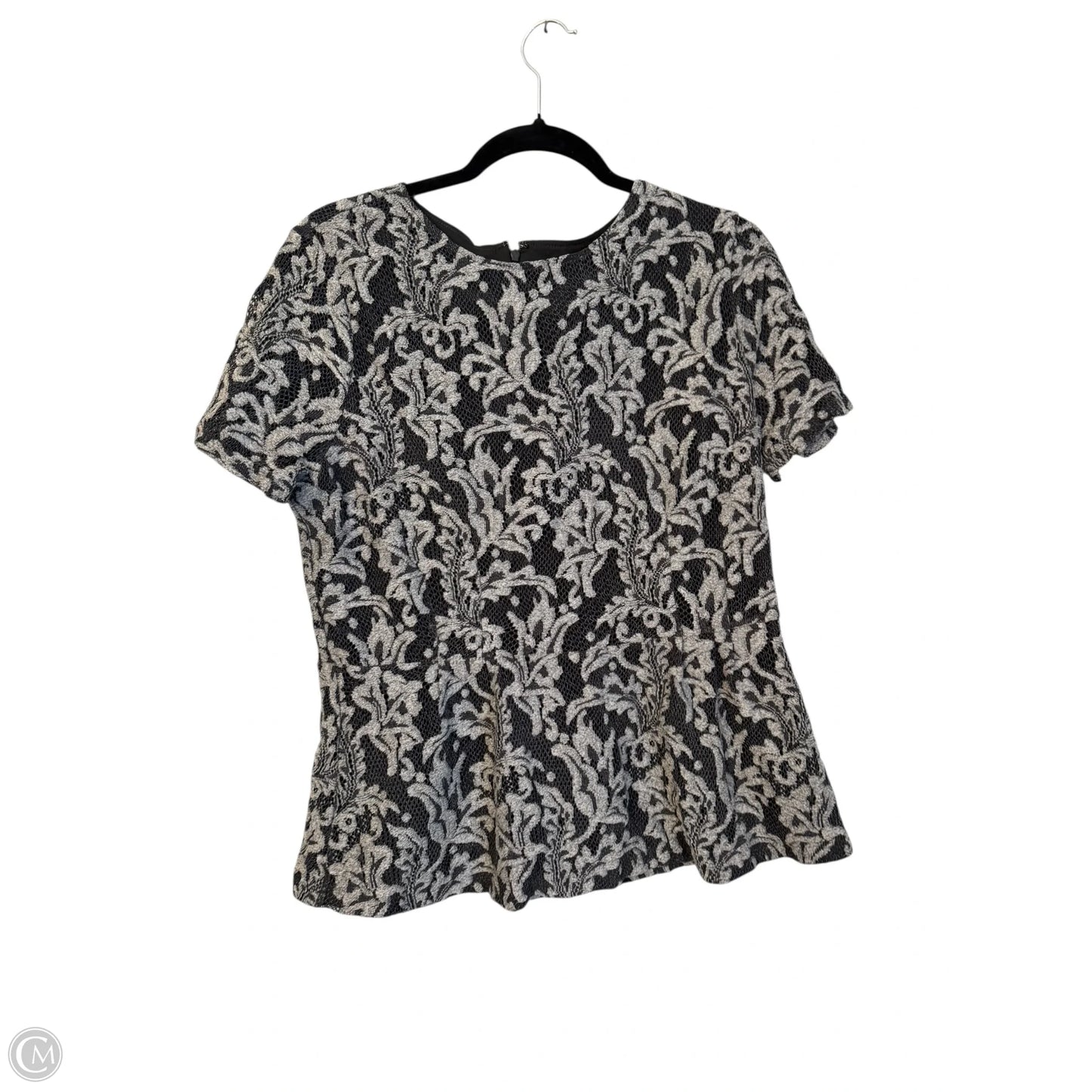 Blouse Short Sleeve By Ann Taylor In Grey, Size: L