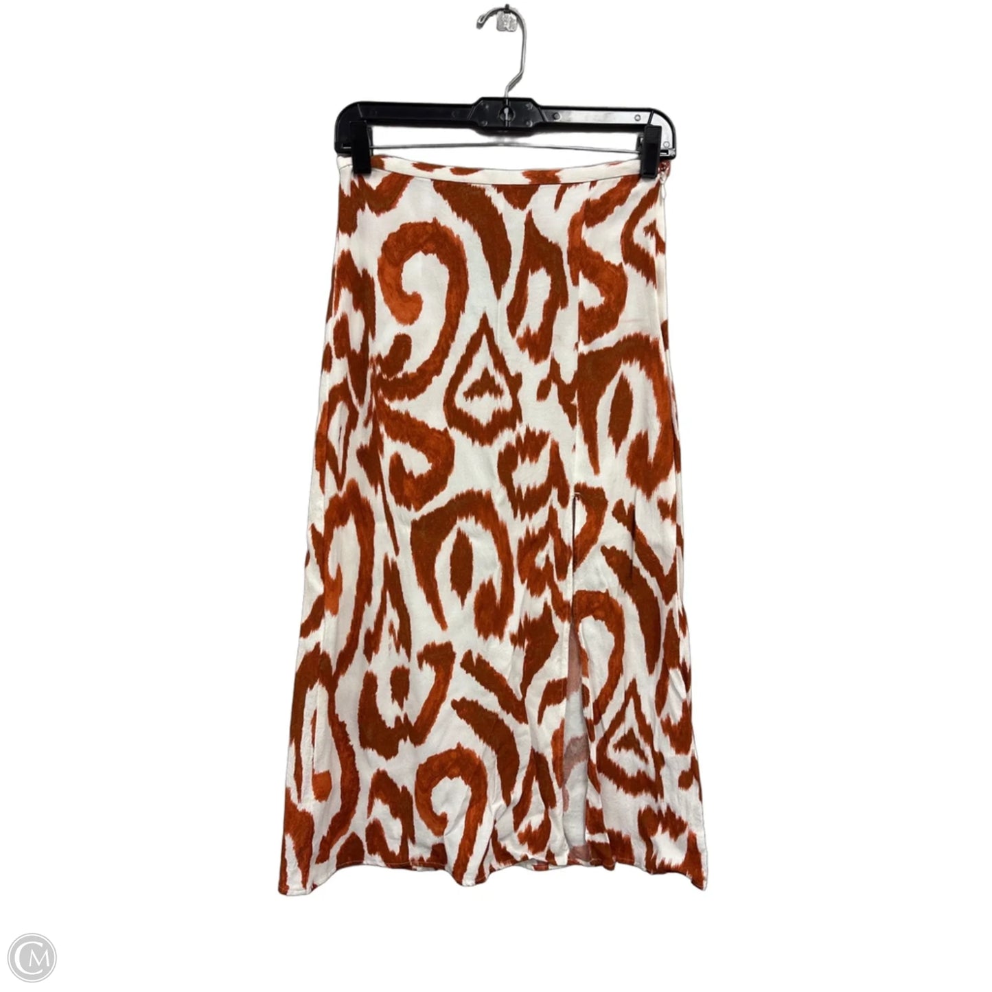 Skirt Midi By H&m In Cream & Orange, Size: 4