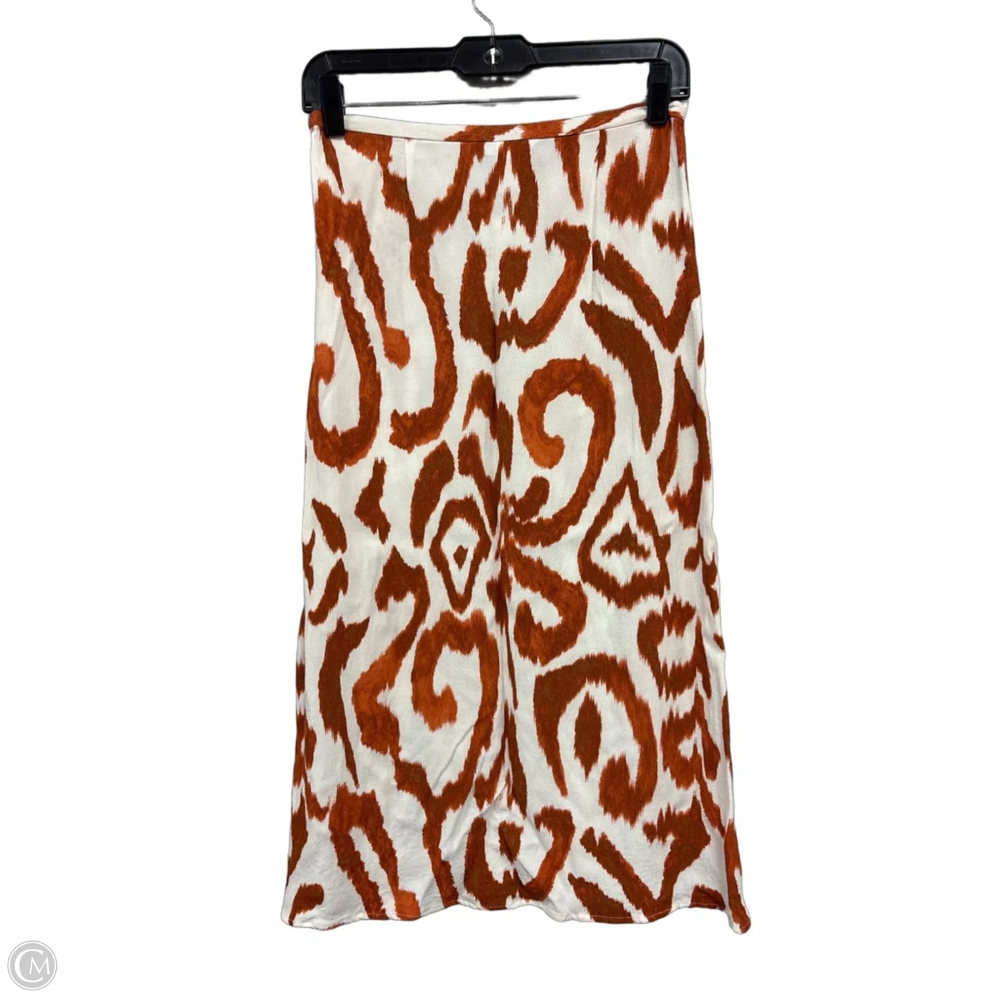 Skirt Midi By H&m In Cream & Orange, Size: 4