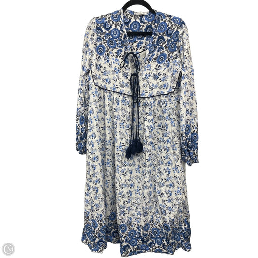 Dress Casual Midi By Clothes Mentor In Blue & White, Size: Xl