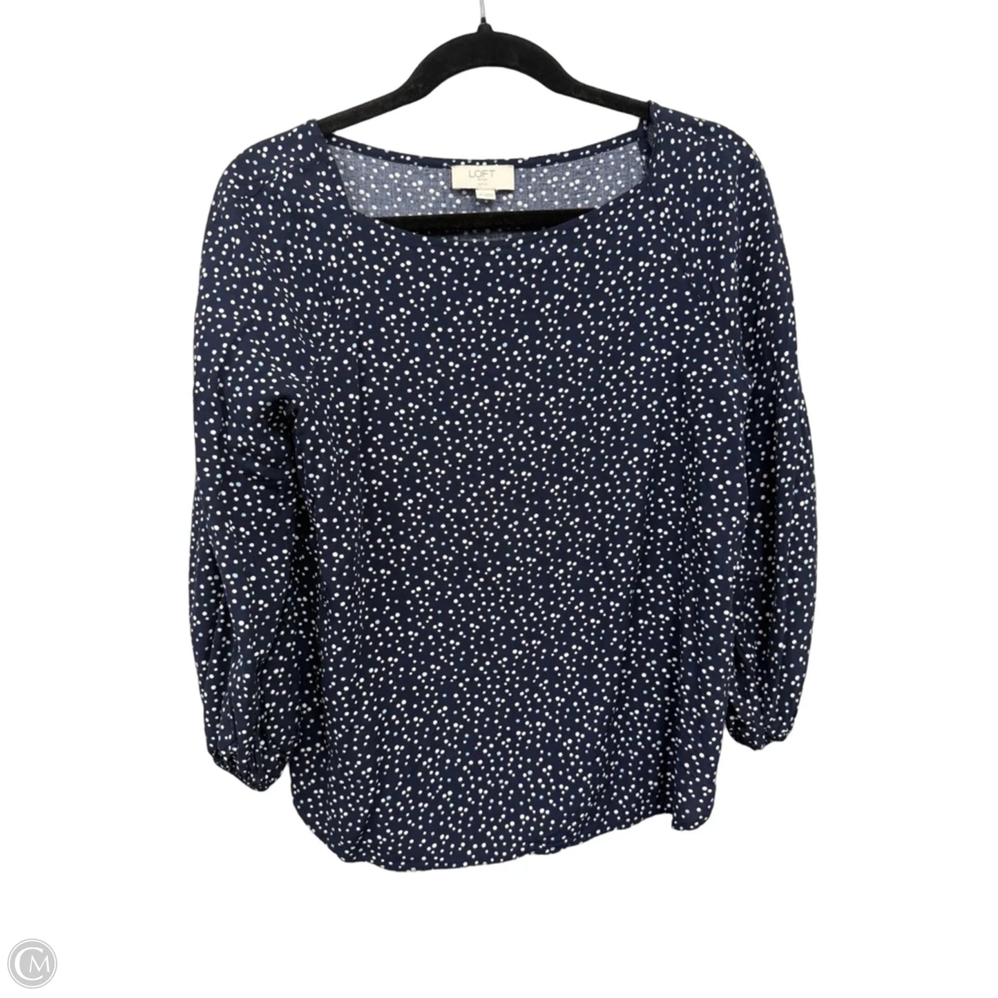 Top 3/4 Sleeve By Loft In Blue & White, Size: Sp