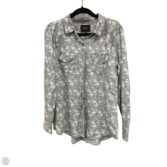 Top Long Sleeve By Rails In Blue & White, Size: M