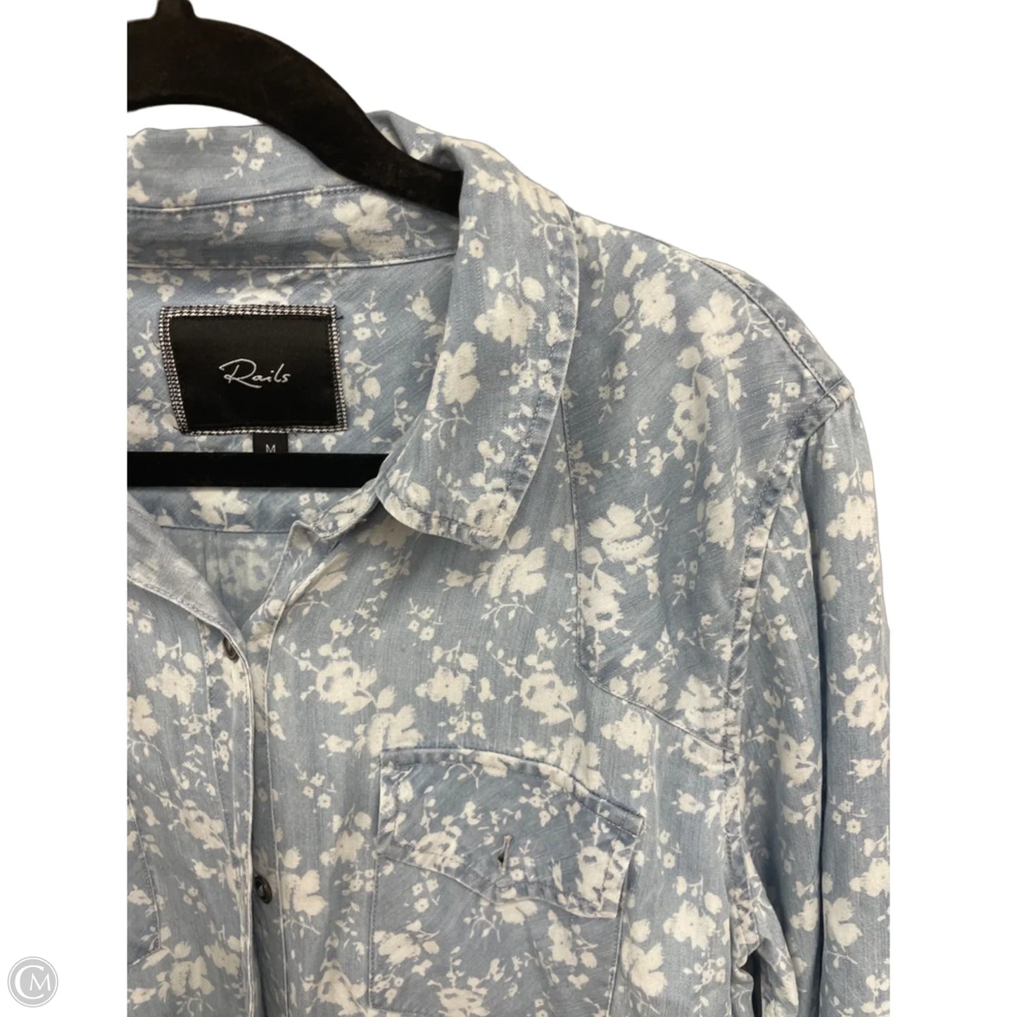 Top Long Sleeve By Rails In Blue & White, Size: M